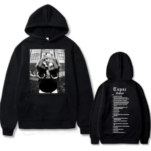 Tupac 2Pac Rapper Hip Hop Hoodie Men's Fashion Long Sleeve round Neck Printed Casual Polyester Sweatshirt Streetwear